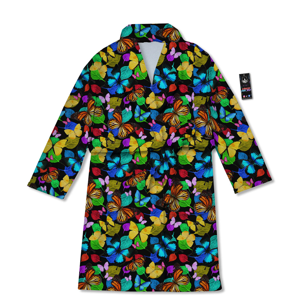 Butterfly Rainbow Print Pattern Bathrobe-grizzshop