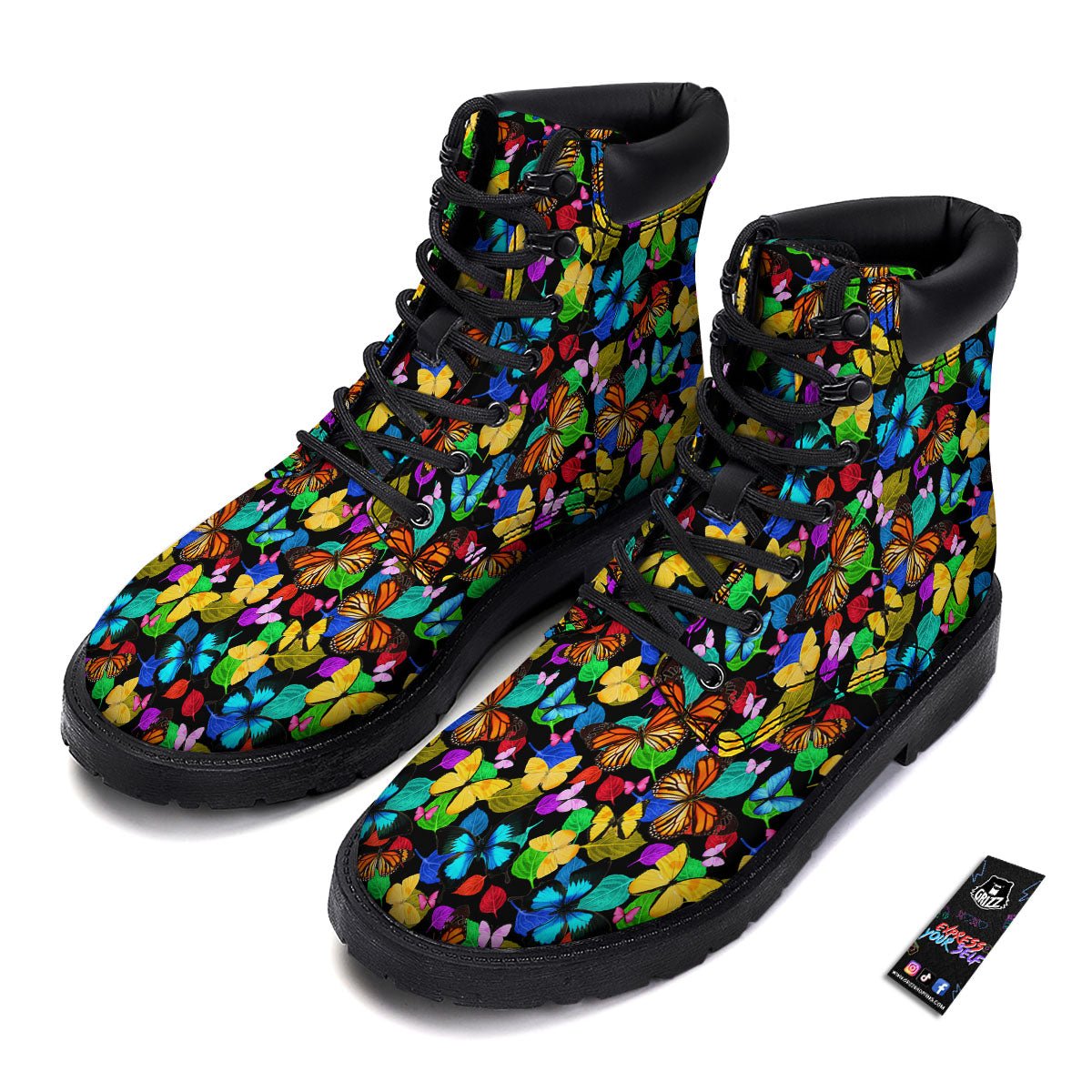 Butterfly Rainbow Print Pattern Boots-grizzshop