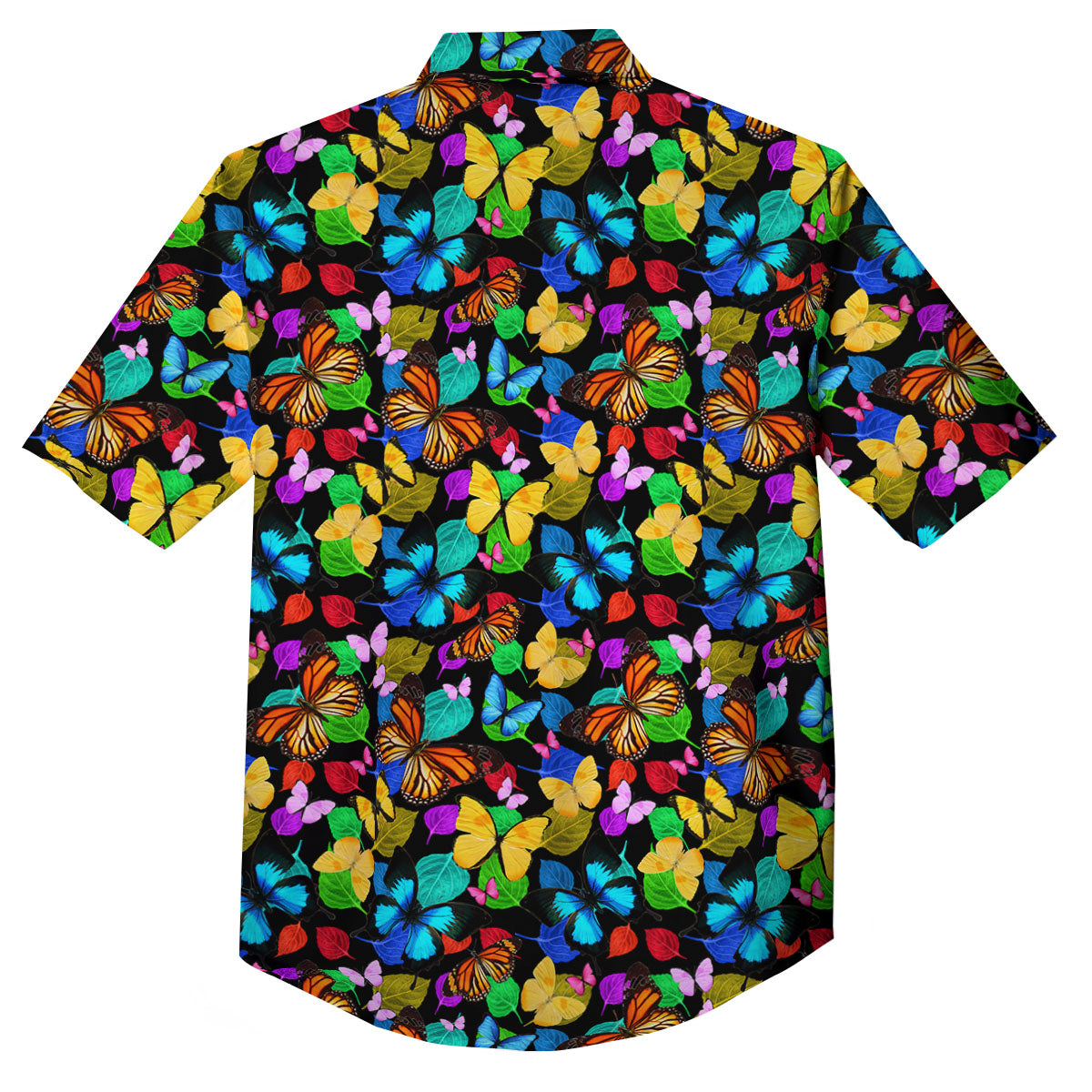 Butterfly Rainbow Print Pattern Button Up Shirt-grizzshop
