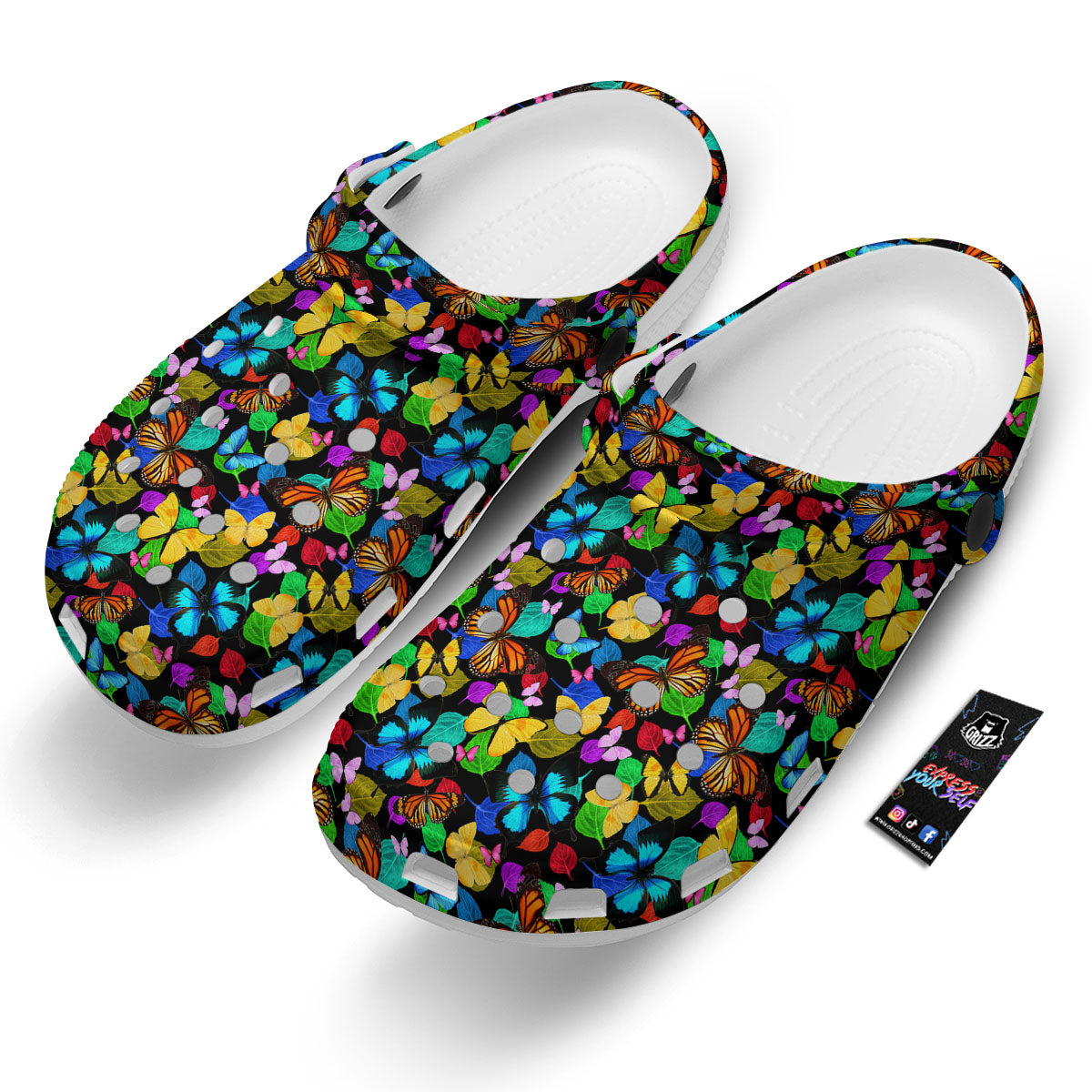 Butterfly Rainbow Print Pattern Clog-grizzshop