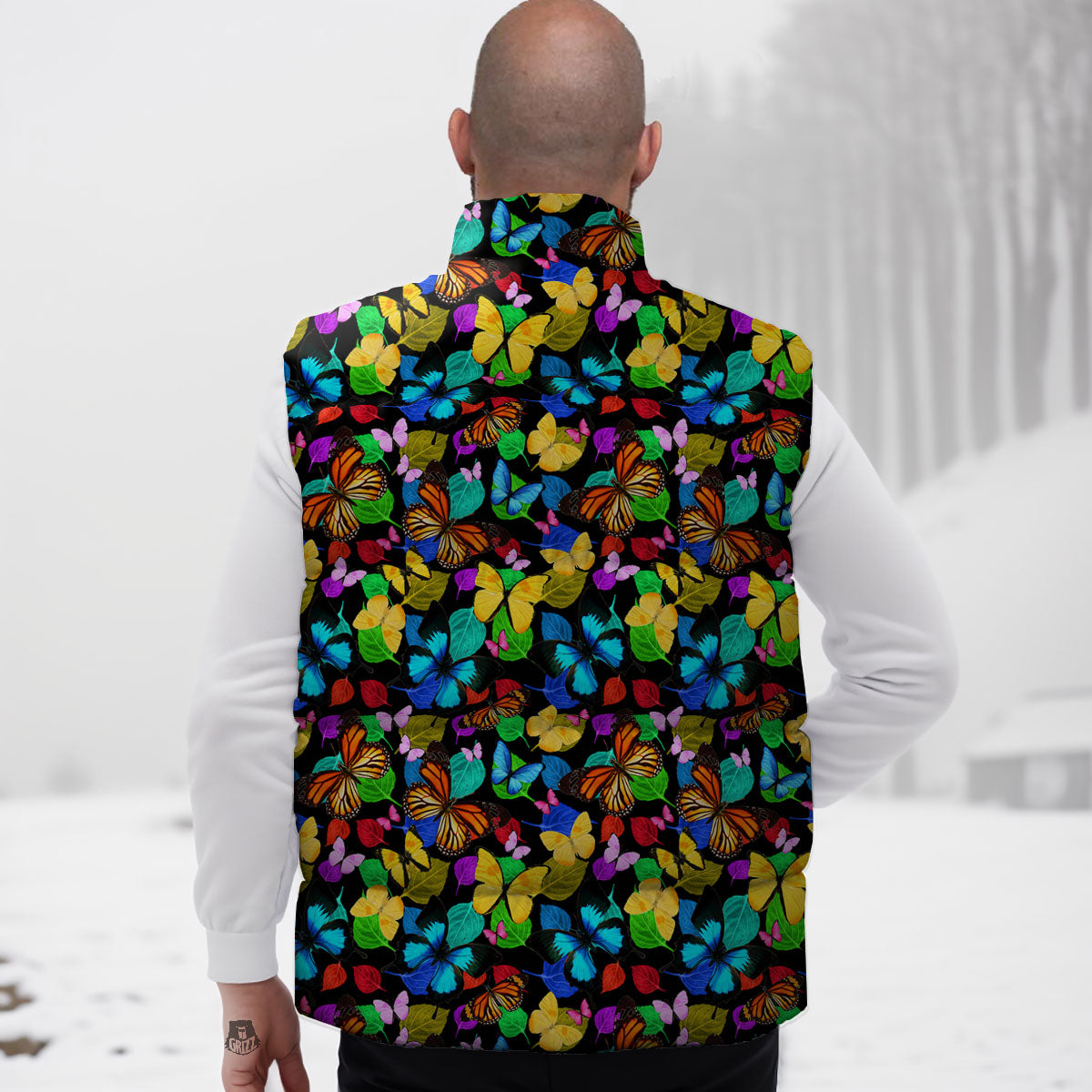 Butterfly Rainbow Print Pattern Down Vest