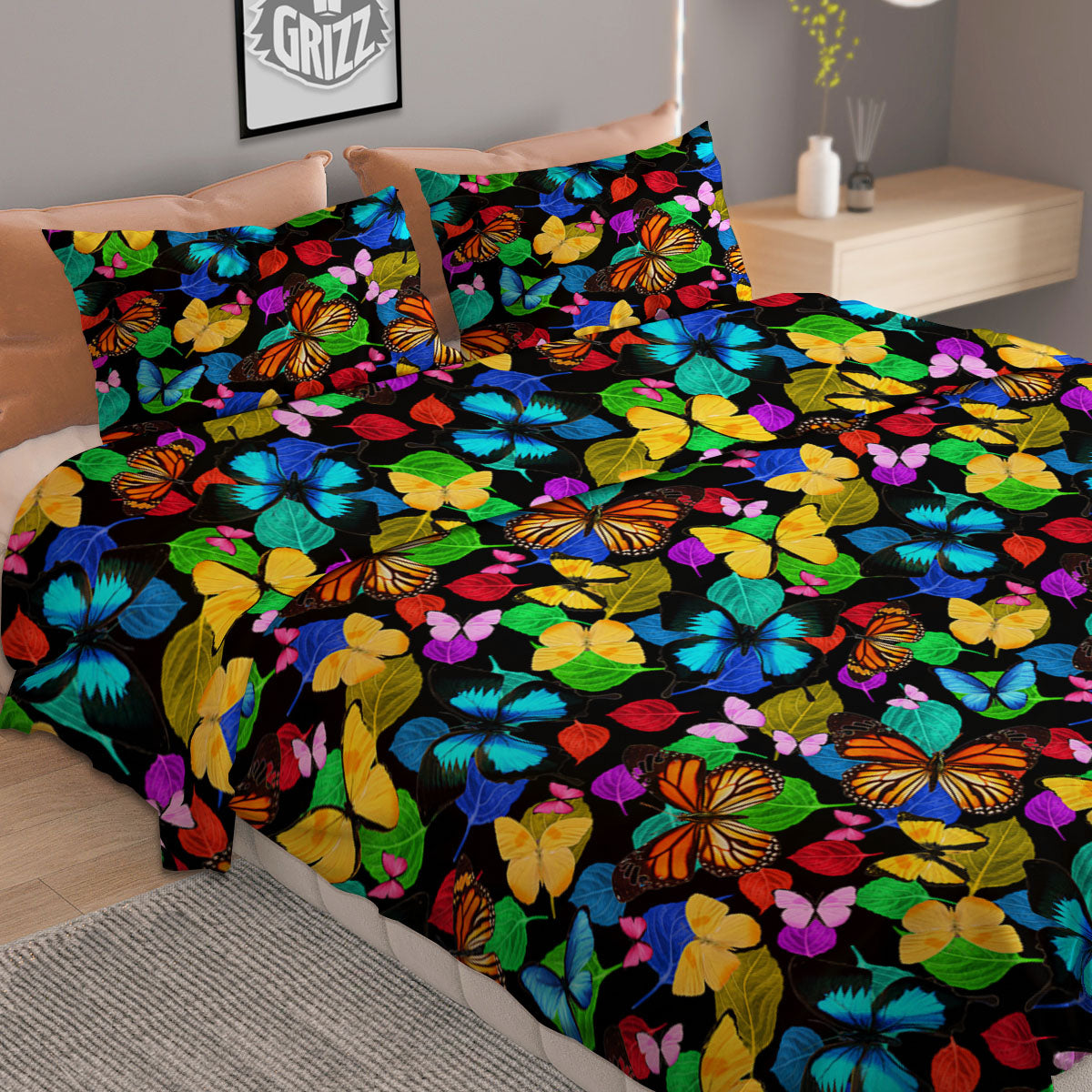 Border Tartan White And Black Print Pattern Duvet Cover Bedding Set