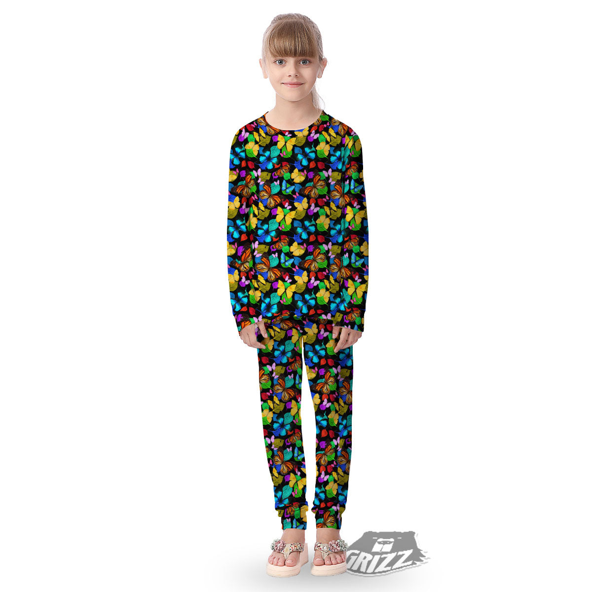 Butterfly Rainbow Print Pattern Kid's Pajamas-grizzshop