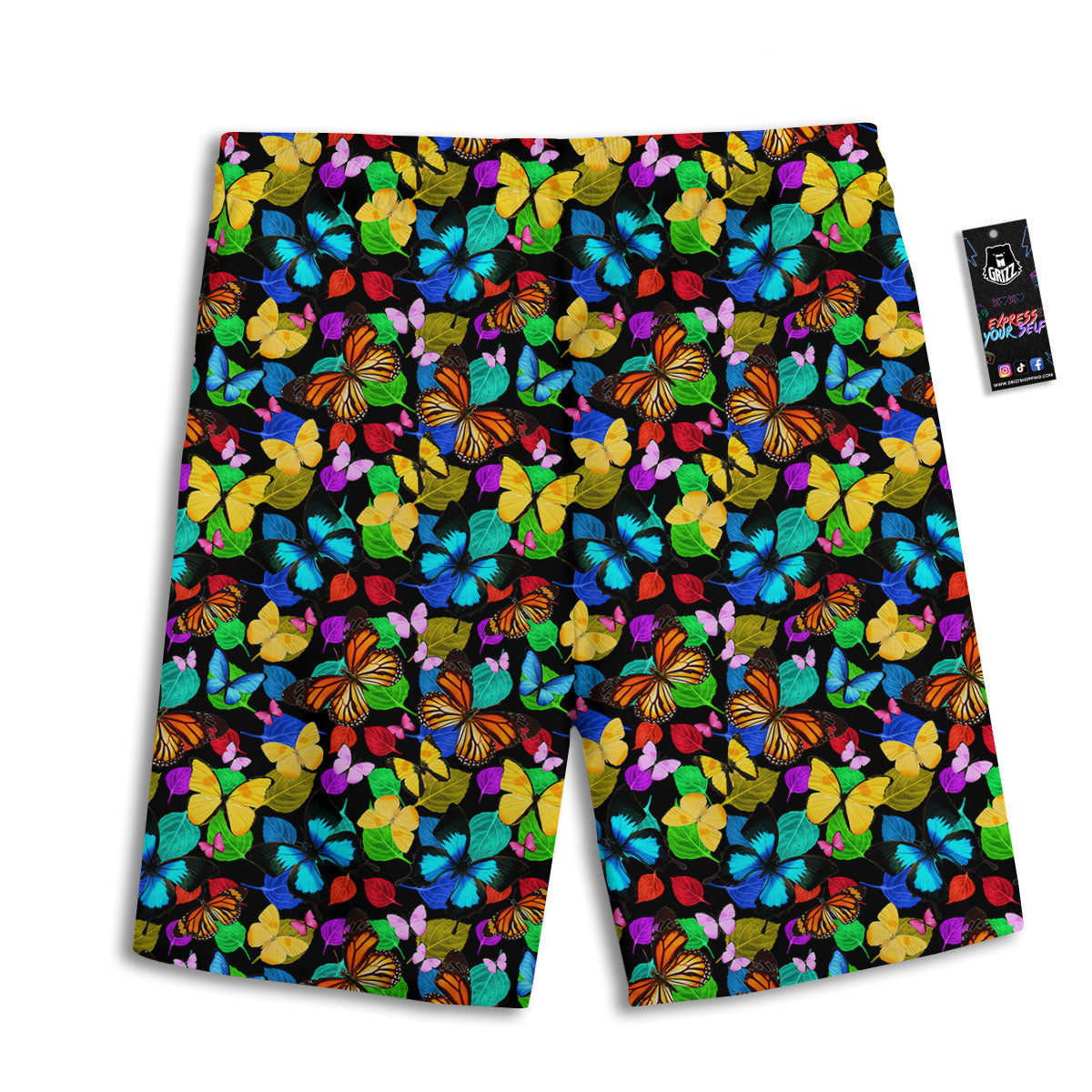 Butterfly Rainbow Print Pattern Men's Athletic Shorts