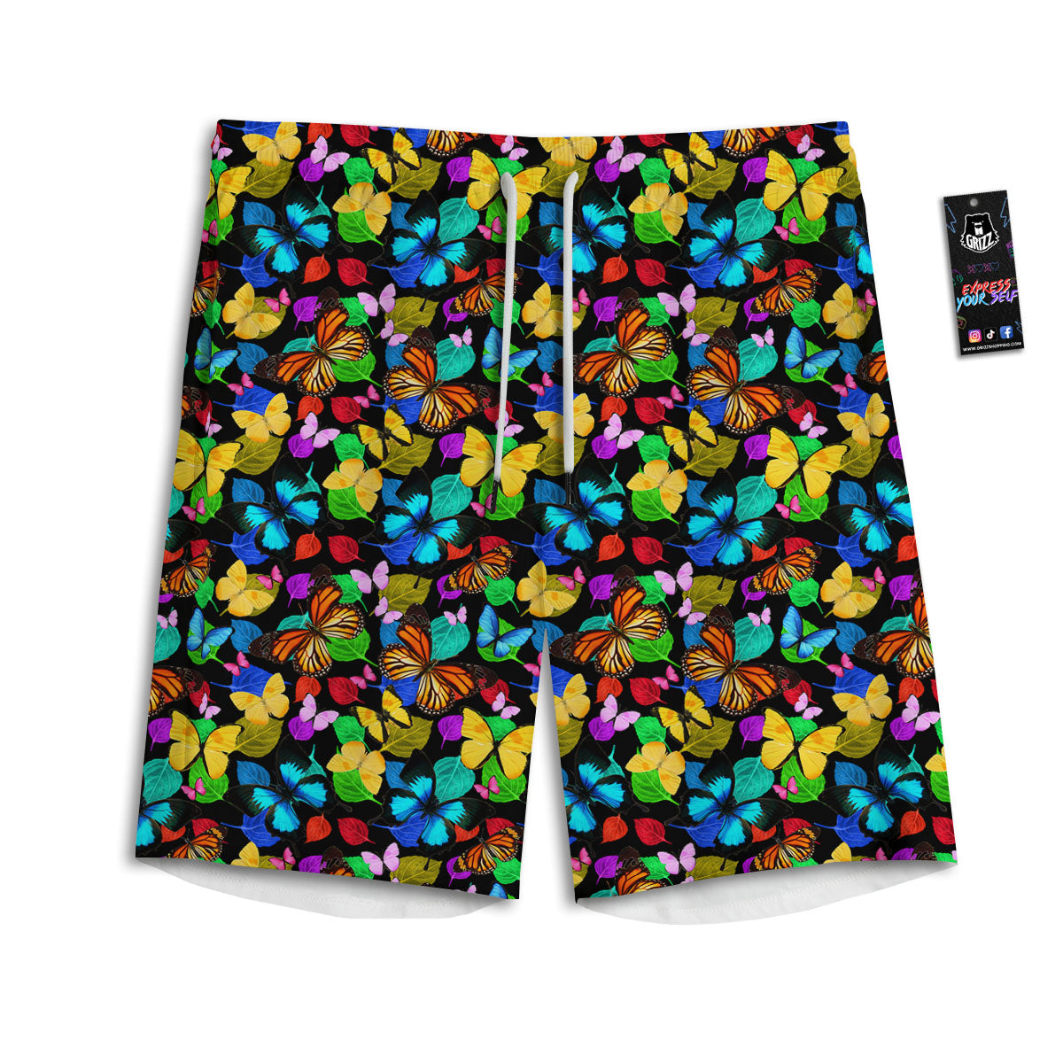 Butterfly Rainbow Print Pattern Men's Athletic Shorts