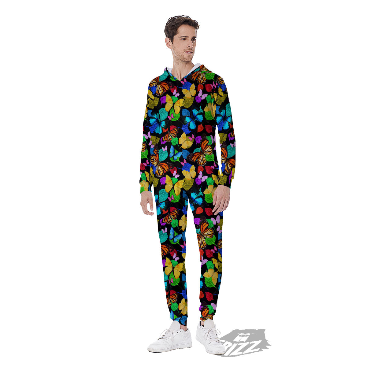 Butterfly Rainbow Print Pattern Men's Jumpsuit-grizzshop