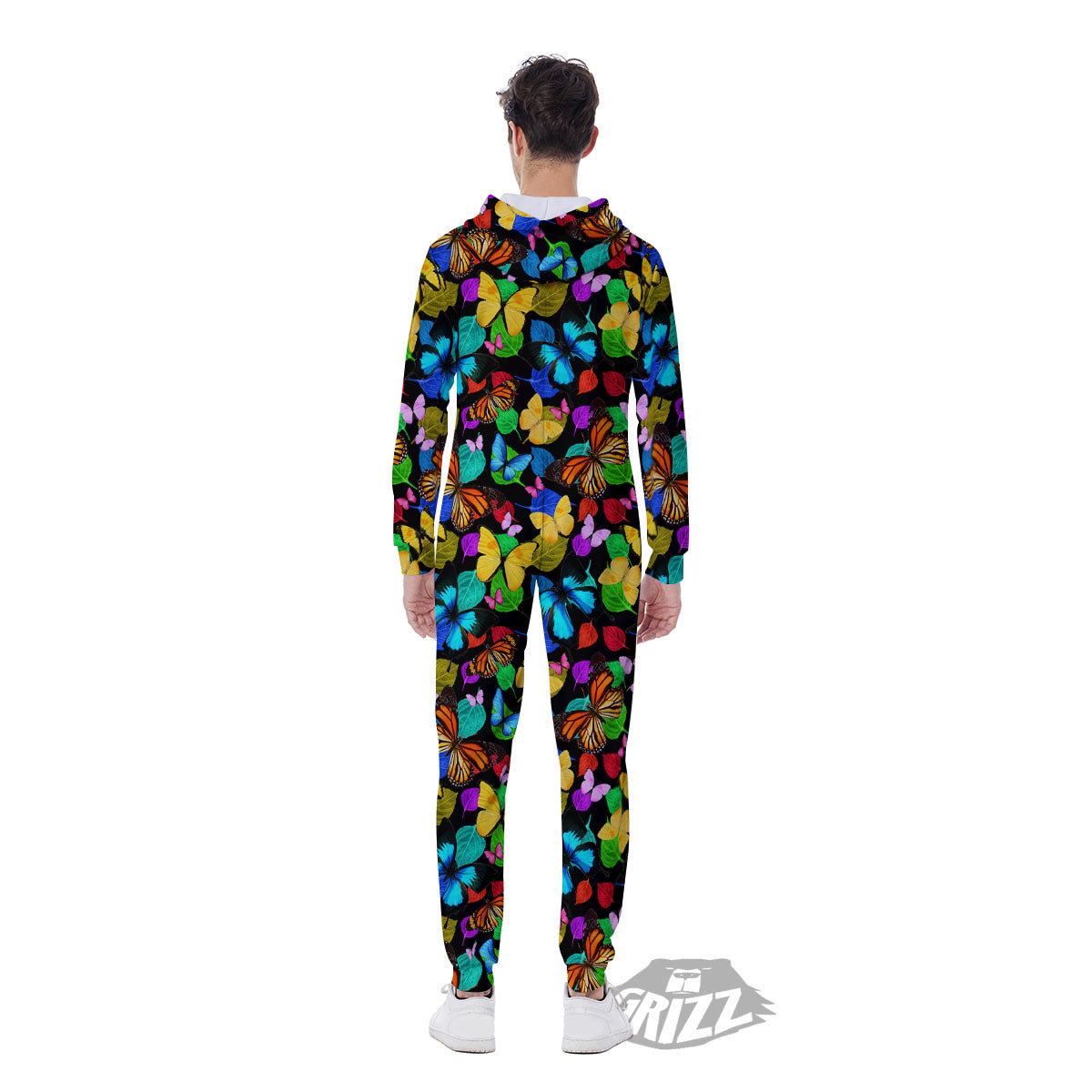 Butterfly Rainbow Print Pattern Men's Jumpsuit-grizzshop