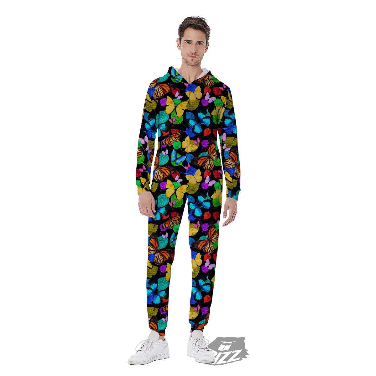 Butterfly Rainbow Print Pattern Men's Jumpsuit-grizzshop