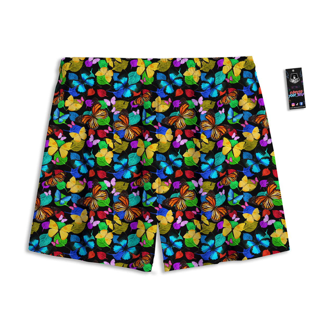 Butterfly Rainbow Print Pattern Mesh Shorts