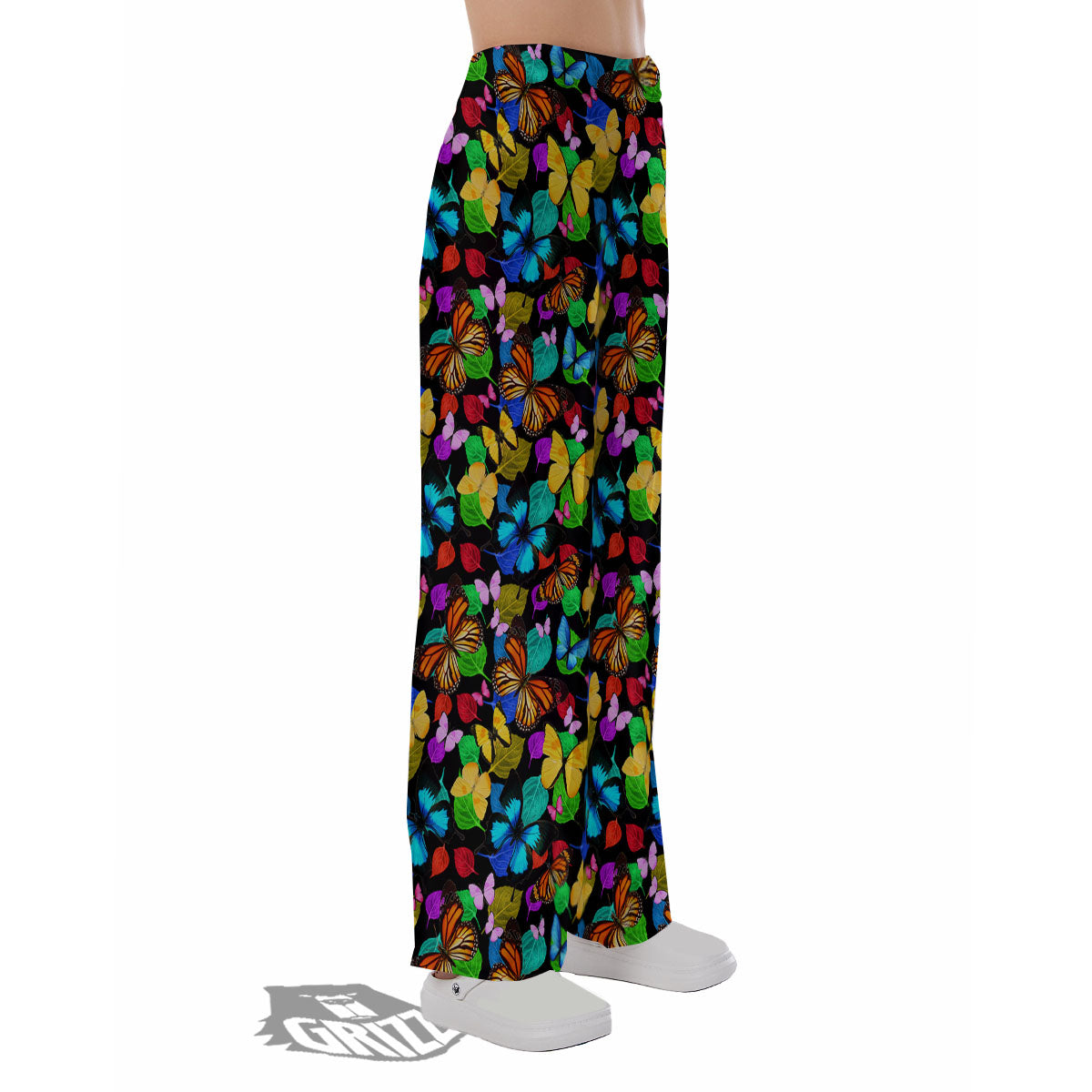 Butterfly Rainbow Print Pattern Pajama Pants-grizzshop
