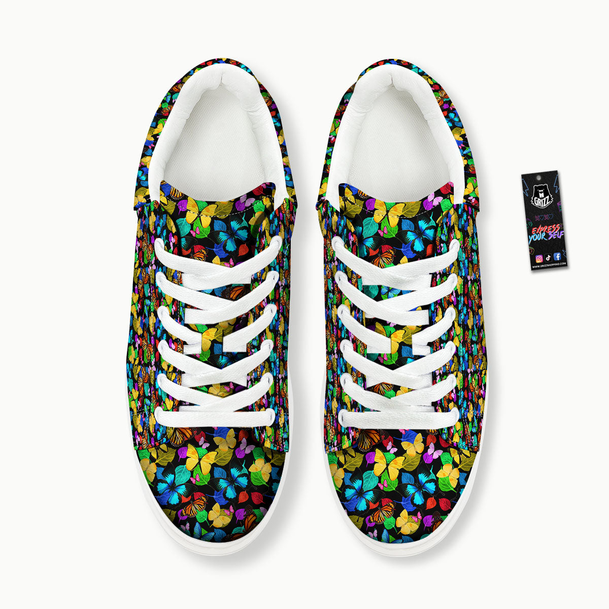 Butterfly Rainbow Print Pattern Platform Shoes-grizzshop