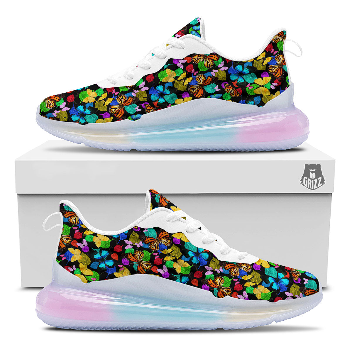 Butterfly Rainbow Print Pattern Running Sneakers-grizzshop