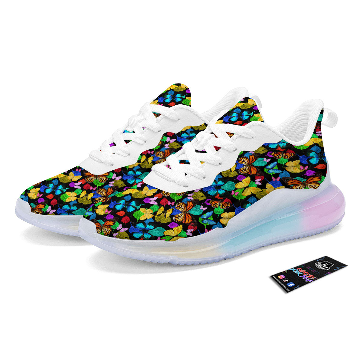 Butterfly Rainbow Print Pattern Running Sneakers-grizzshop