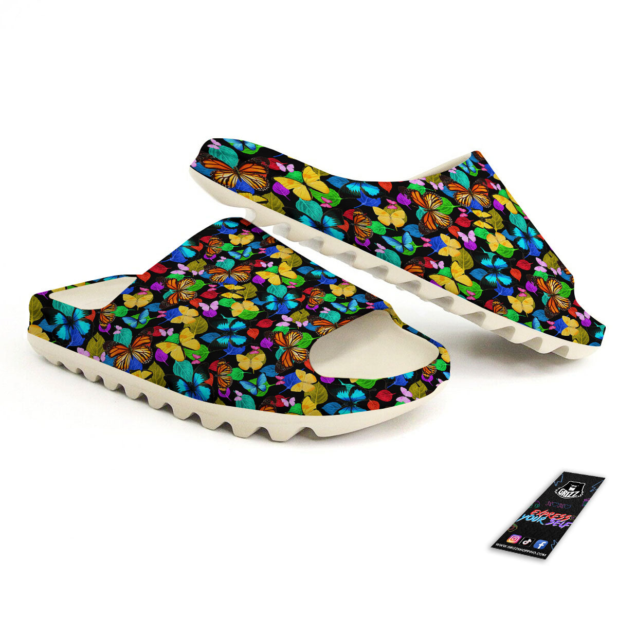 Butterfly Rainbow Print Pattern Sandals-grizzshop