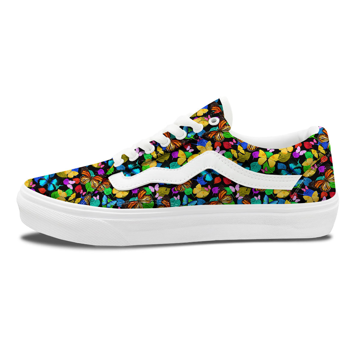 Butterfly Rainbow Print Pattern Skate Shoes-grizzshop