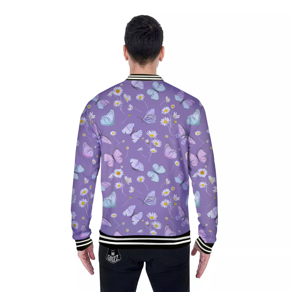 Butterfly Spring Print Pattern Baseball Jacket-grizzshop