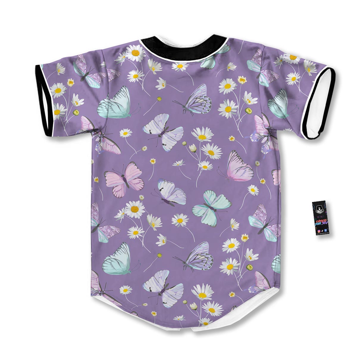 Butterfly Spring Print Pattern Baseball Jersey-grizzshop