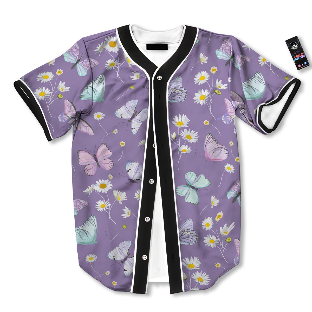 Butterfly Spring Print Pattern Baseball Jersey-grizzshop