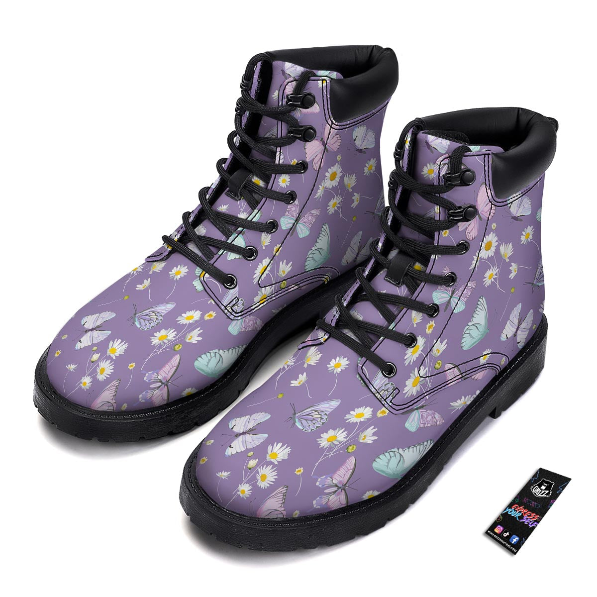 Butterfly Spring Print Pattern Boots-grizzshop