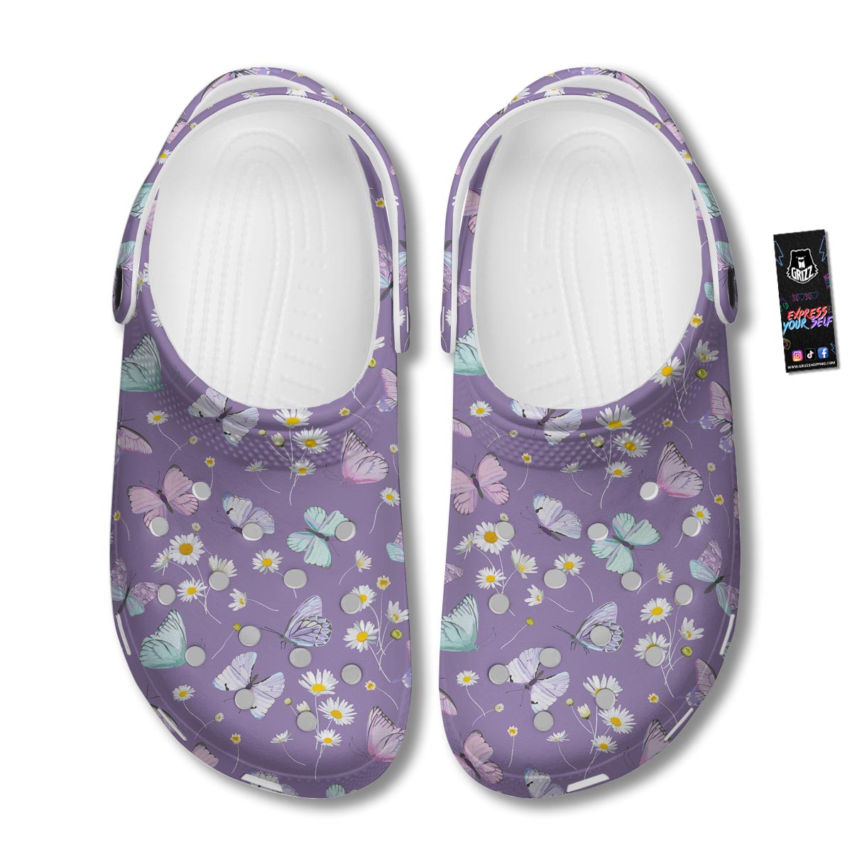 Butterfly Spring Print Pattern Clog-grizzshop