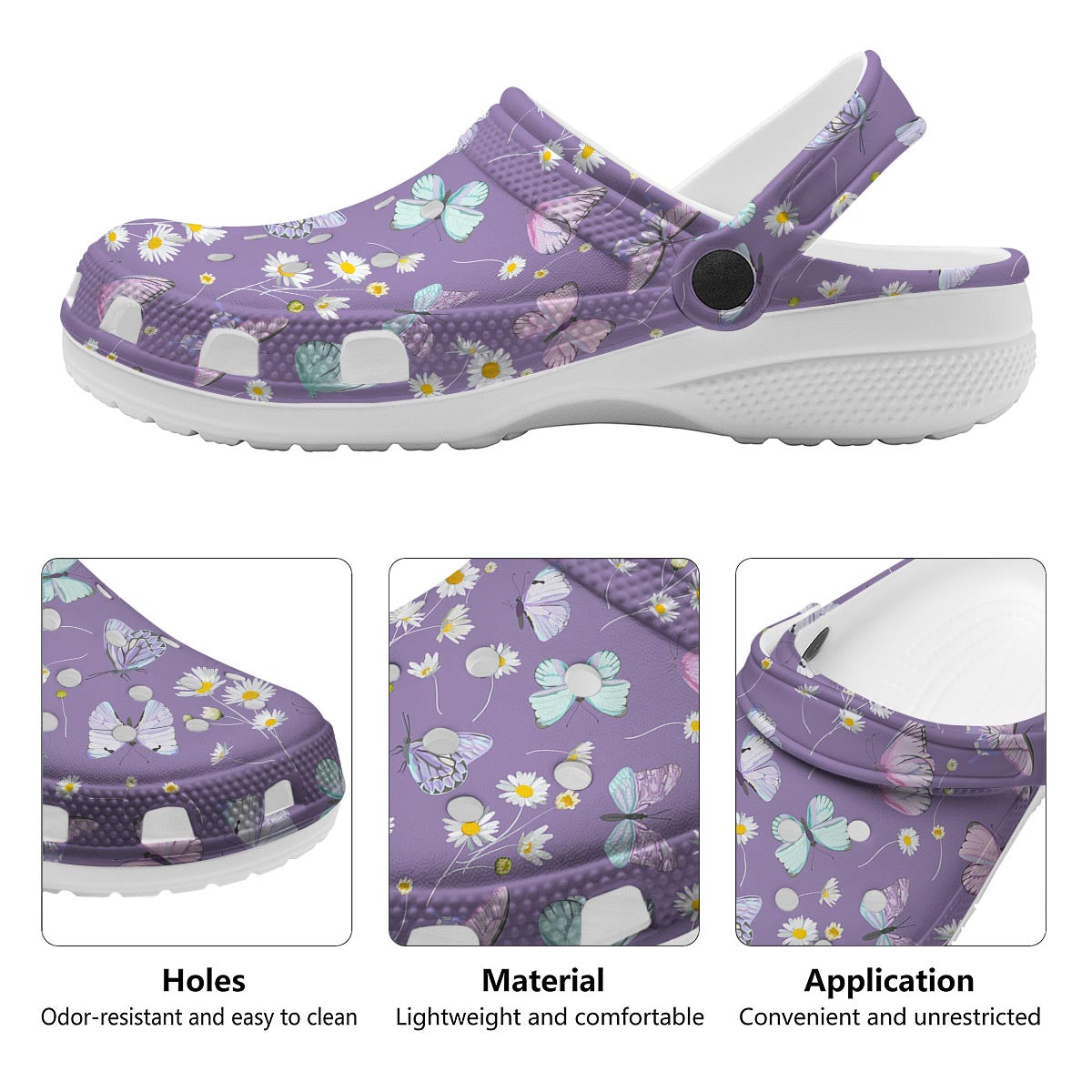 Butterfly Spring Print Pattern Clog-grizzshop