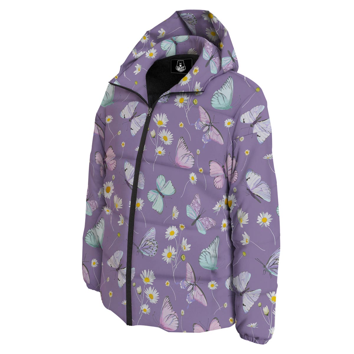 Butterfly Spring Print Pattern Down Jacket-grizzshop