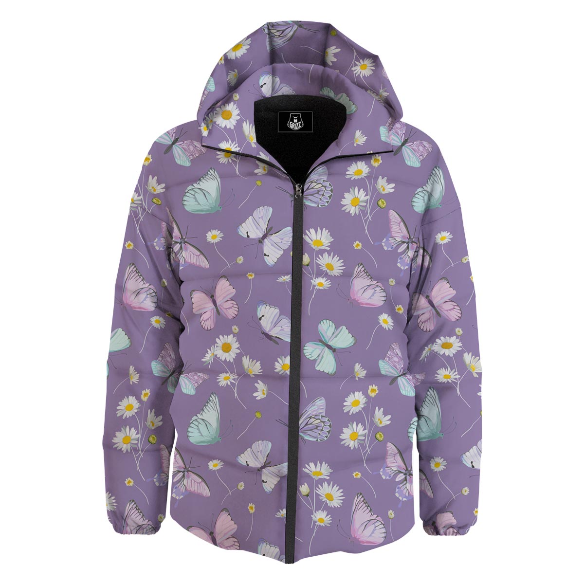 Butterfly Spring Print Pattern Down Jacket-grizzshop