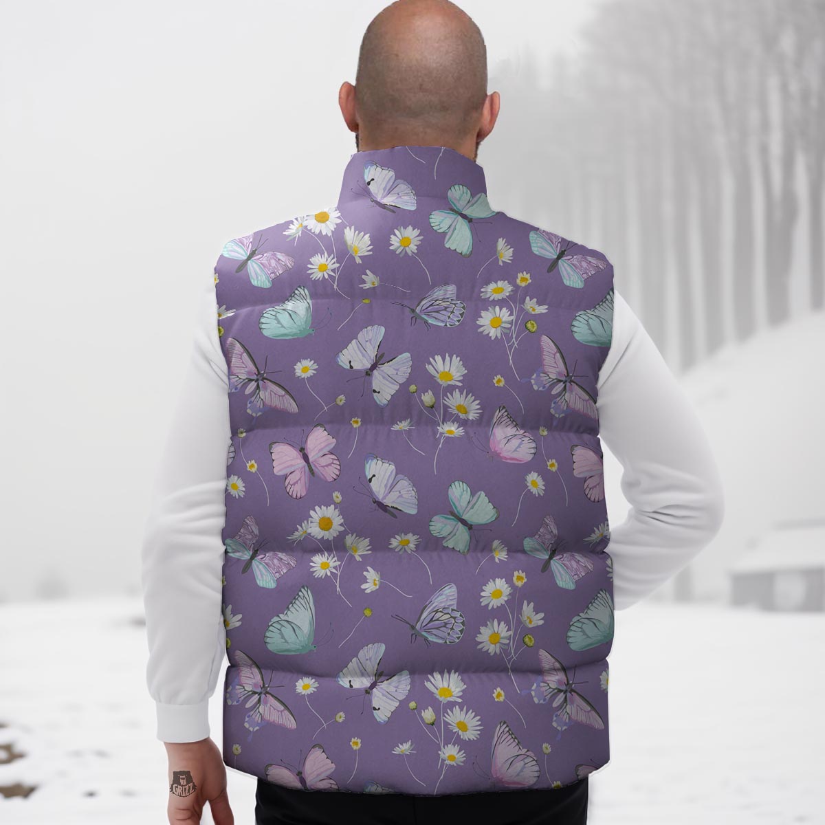 Butterfly Spring Print Pattern Down Vest