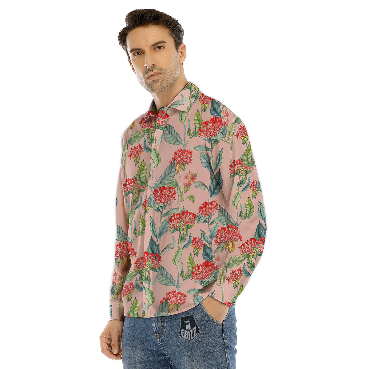 Butterfly Spring Print Pattern Men's Dress Shirts-grizzshop