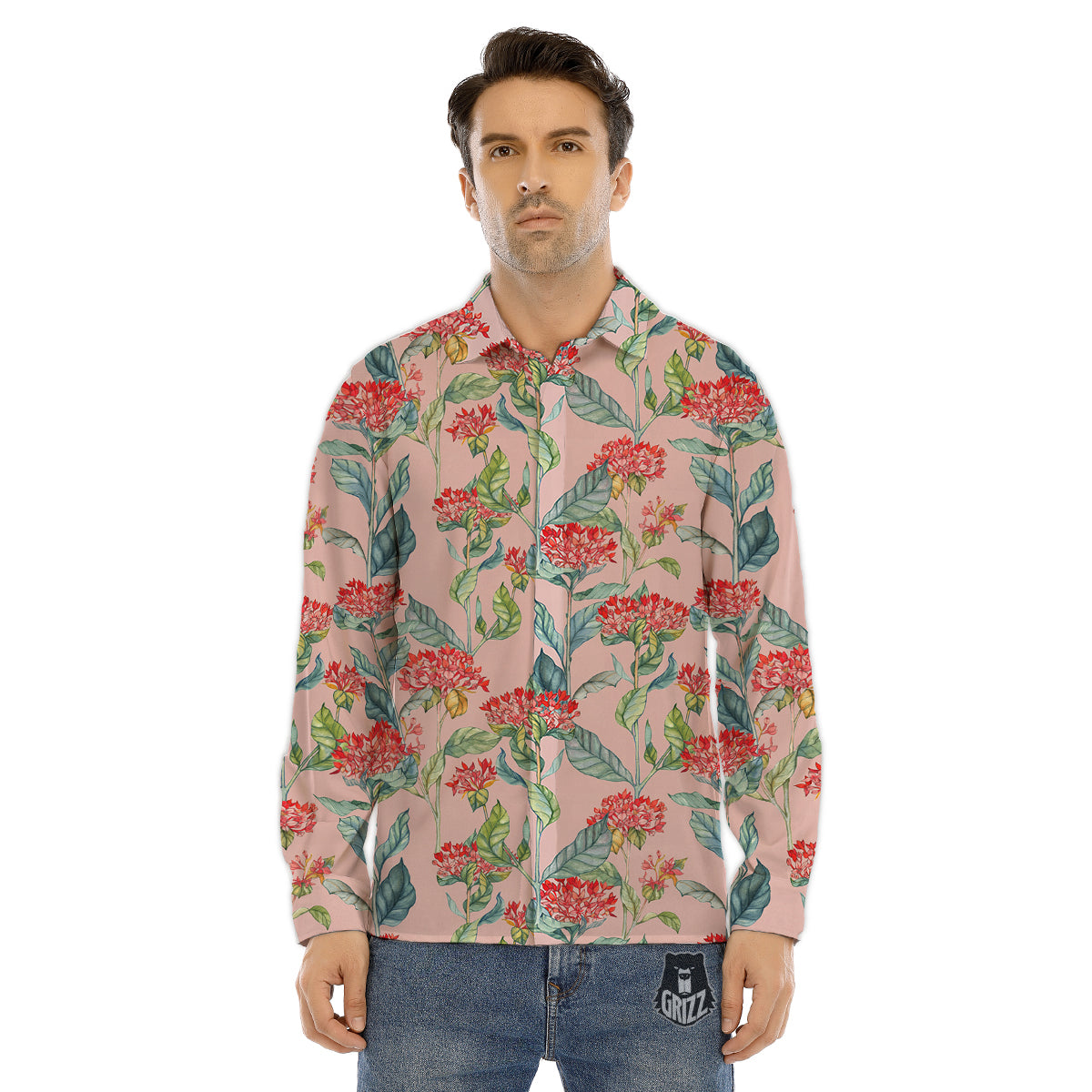 Butterfly Spring Print Pattern Men's Dress Shirts-grizzshop