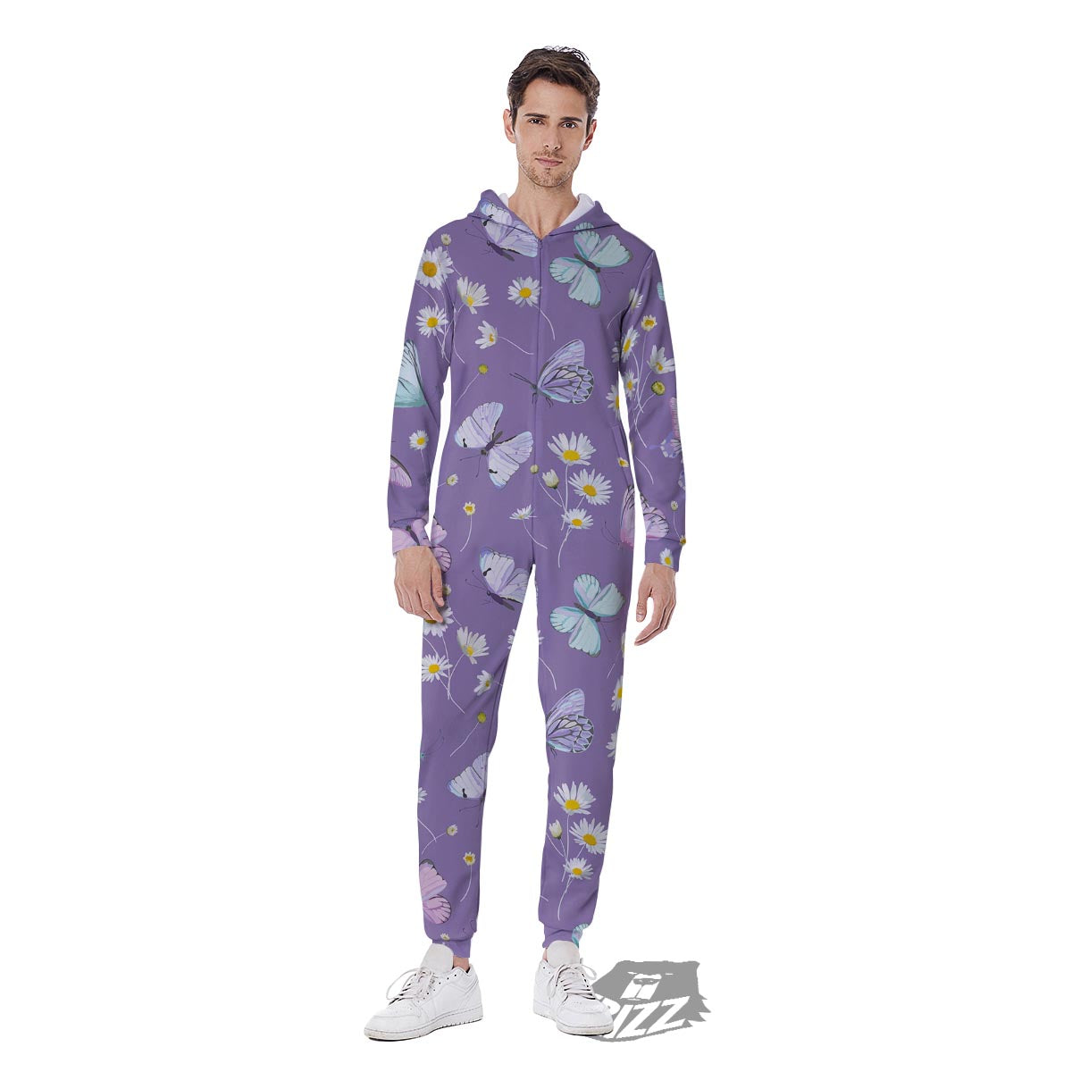 Butterfly Spring Print Pattern Men's Jumpsuit-grizzshop