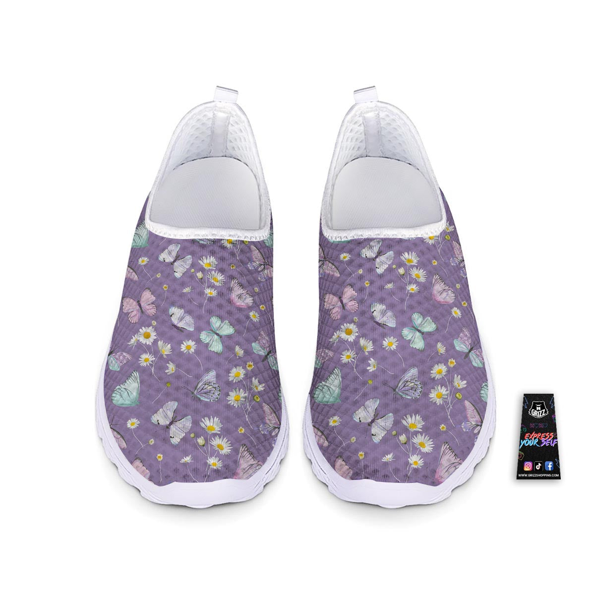 Butterfly Spring Print Pattern Nurse Shoes-grizzshop