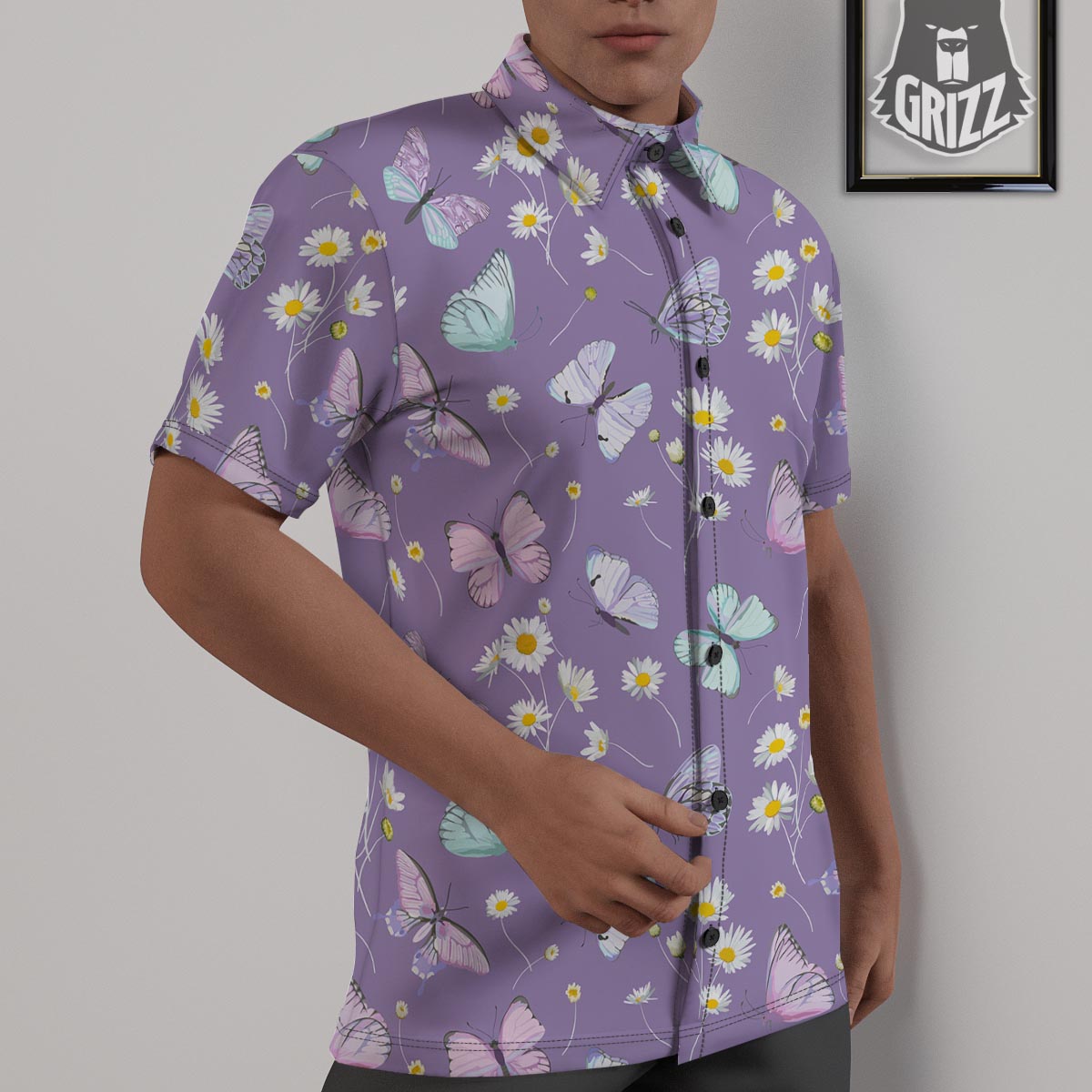 Butterfly Spring Print Pattern Untucked Shirts-grizzshop
