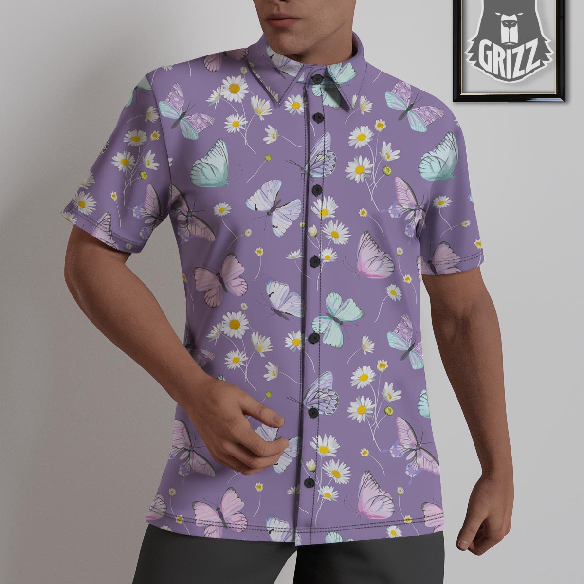 Butterfly Spring Print Pattern Untucked Shirts-grizzshop
