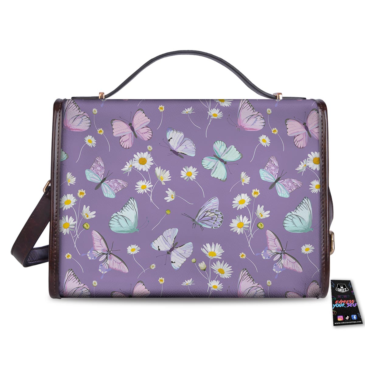 Butterfly Spring Print Pattern Women's Satchel Bag-grizzshop