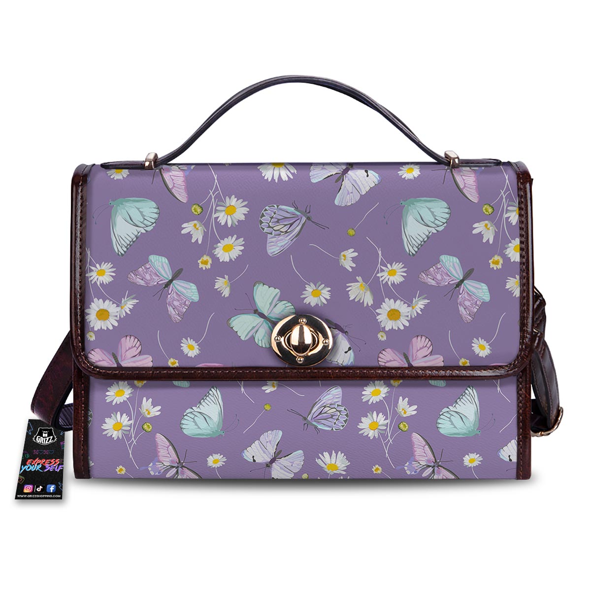 Butterfly Spring Print Pattern Women's Satchel Bag-grizzshop