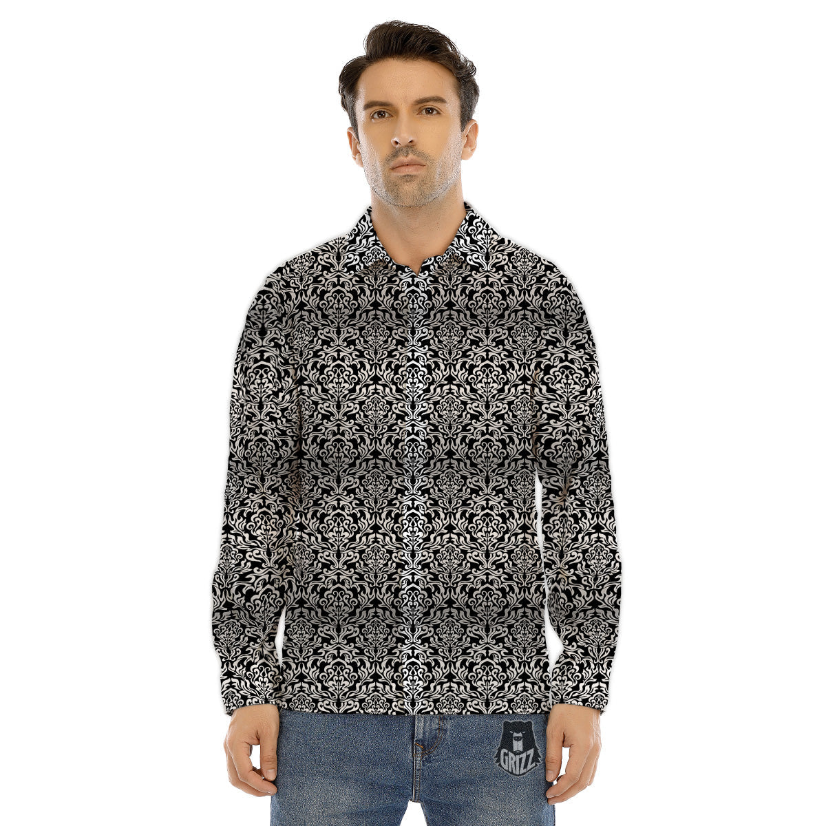 Butterfly Sunflowers Peonies Print Pattern Men's Dress Shirts-grizzshop
