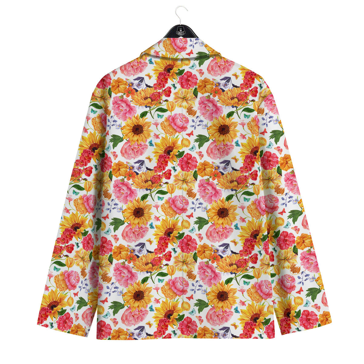Butterfly Sunflowers Peonies Print Pattern Men's Sport Coat-grizzshop