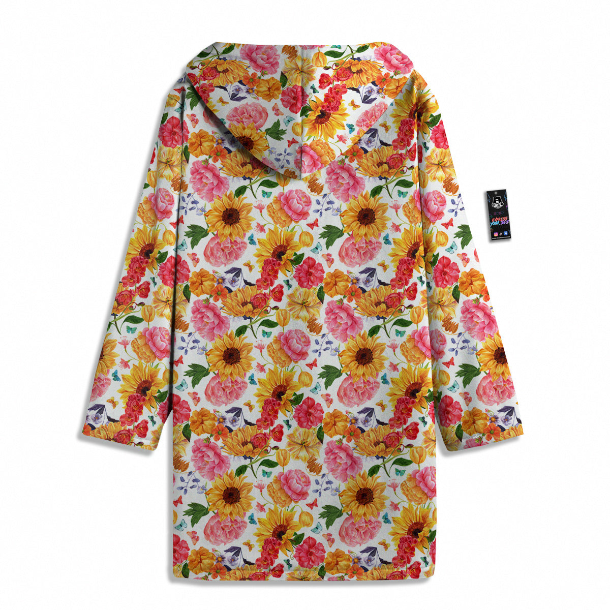 Butterfly Sunflowers Peonies Print Pattern Men's Windbreaker Jacket-grizzshop