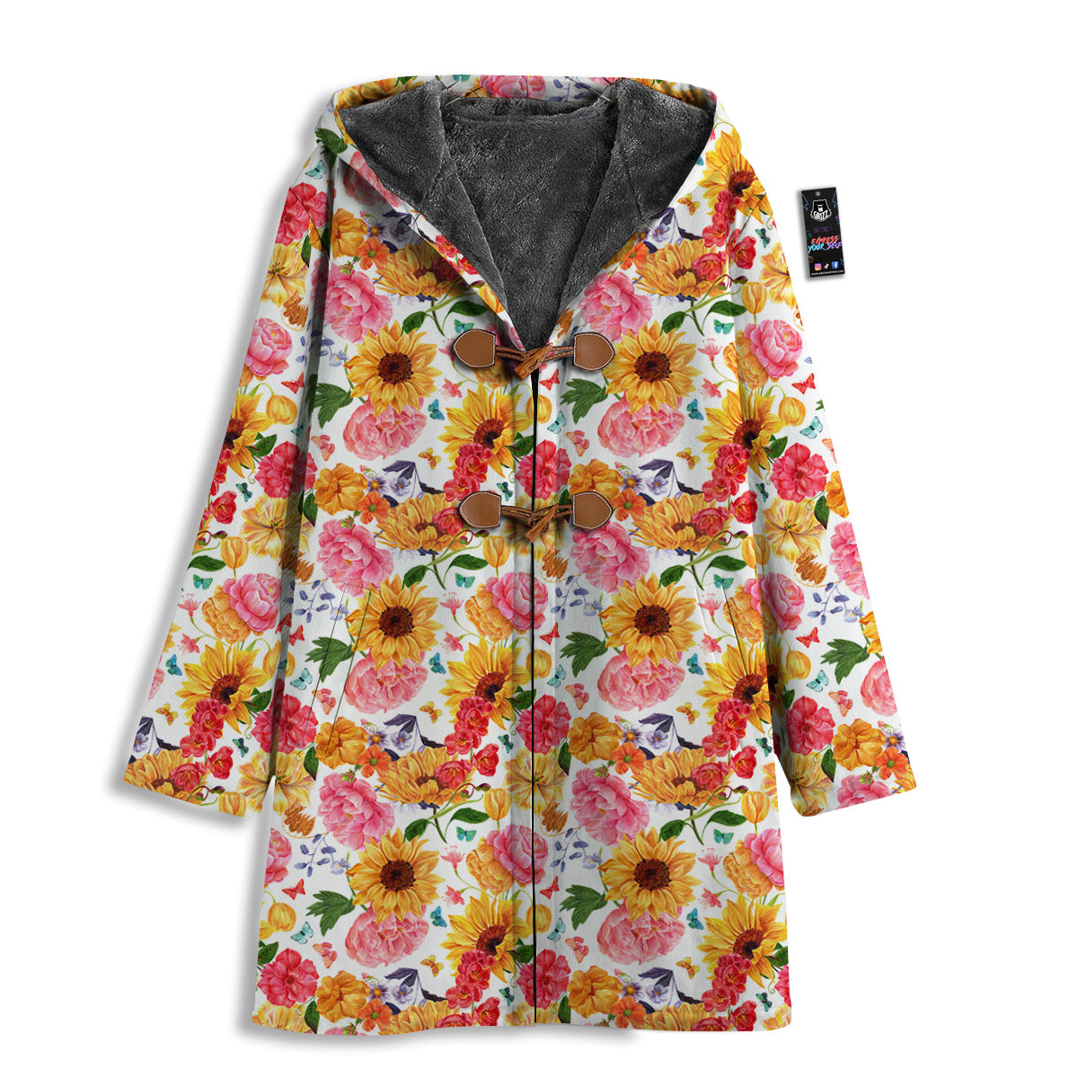Butterfly Sunflowers Peonies Print Pattern Men's Windbreaker Jacket-grizzshop