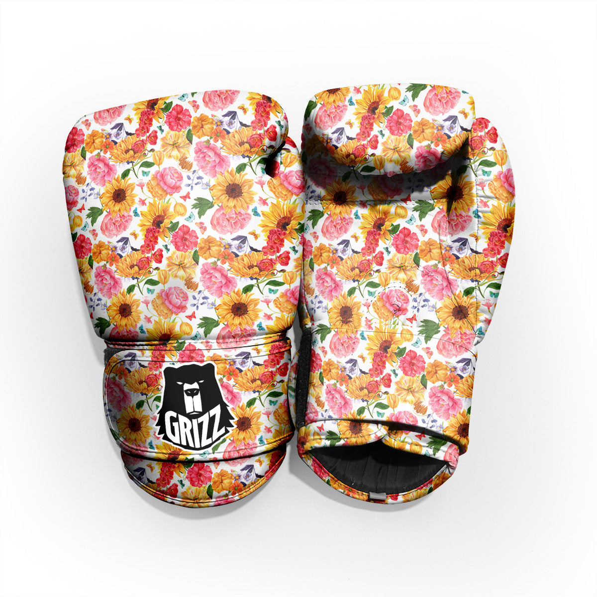 Butterfly Sunflowers Peonies Print Pattern Pro Boxing Glove