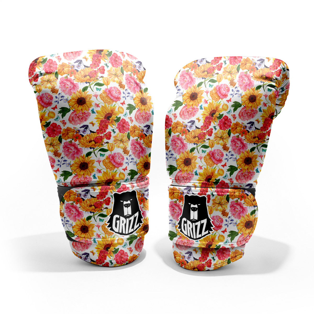 Butterfly Sunflowers Peonies Print Pattern Pro Boxing Glove