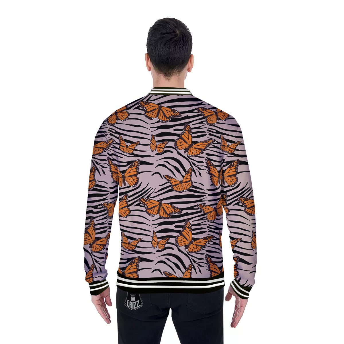 Butterfly Tiger Monarch Print Pattern Baseball Jacket-grizzshop