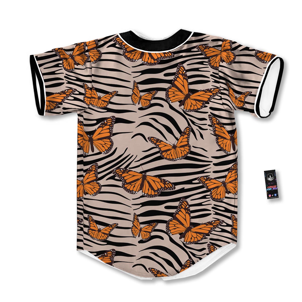 Butterfly Tiger Monarch Print Pattern Baseball Jersey-grizzshop