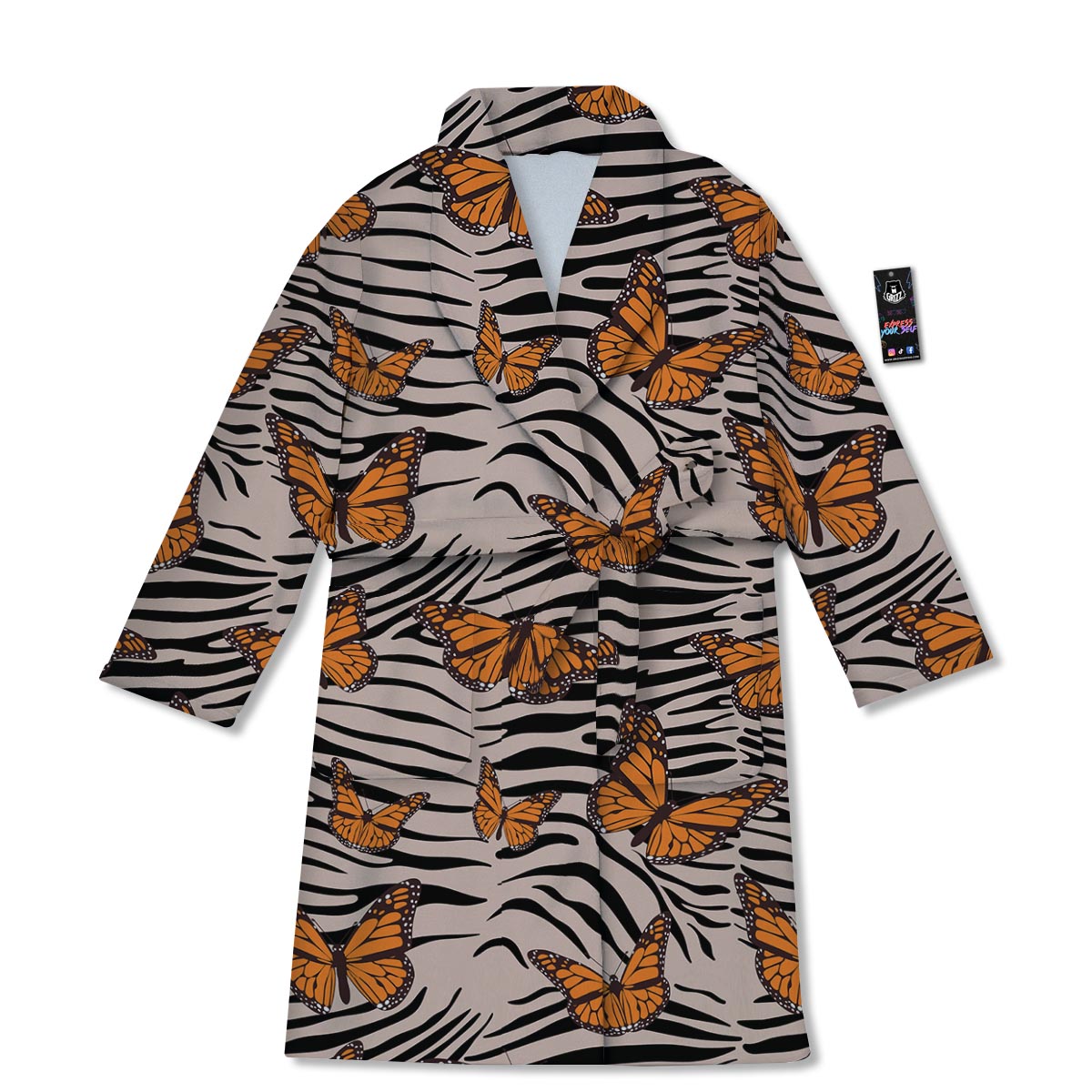 Butterfly Tiger Monarch Print Pattern Bathrobe-grizzshop