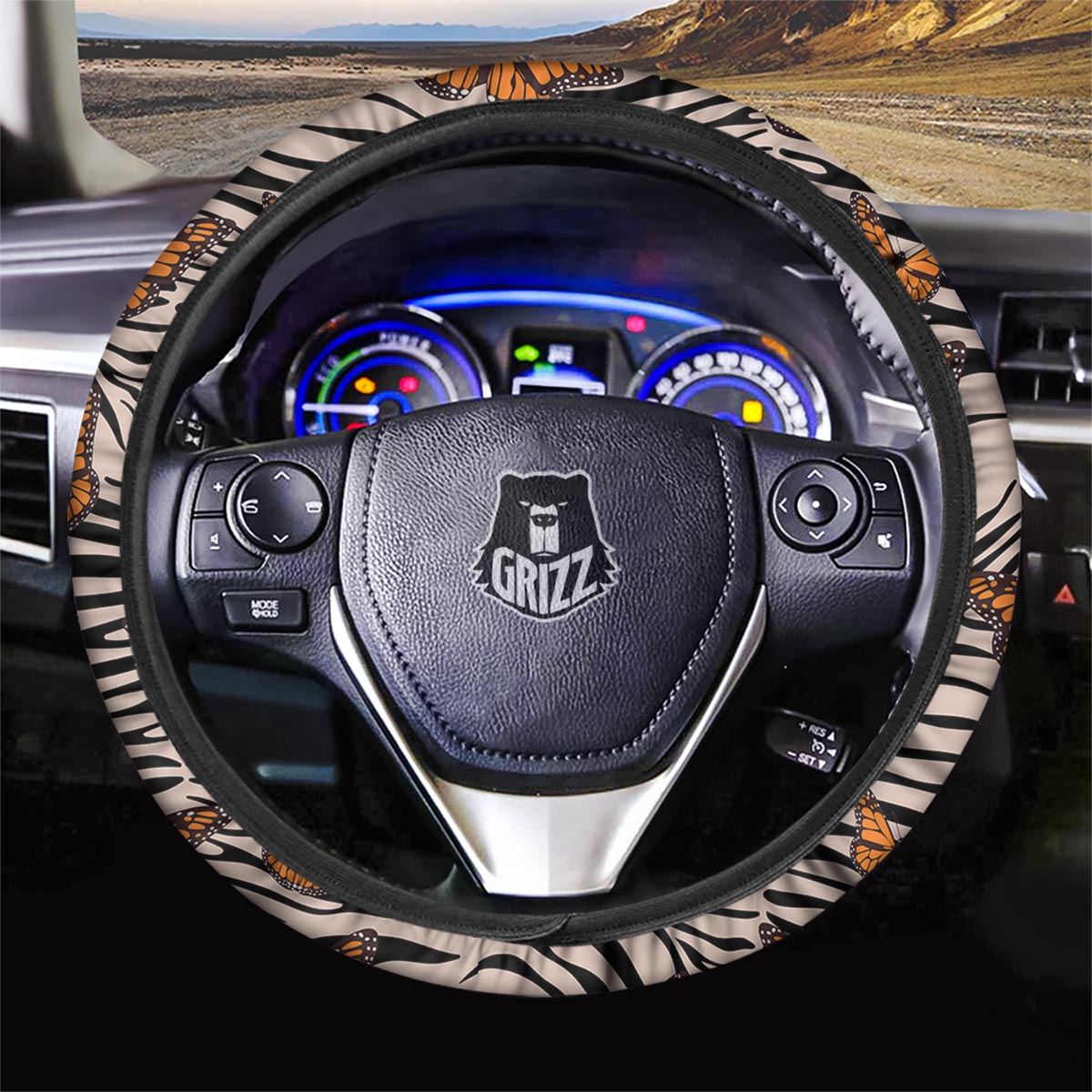 Butterfly Tiger Monarch Print Pattern Car Steering Wheel Cover-grizzshop
