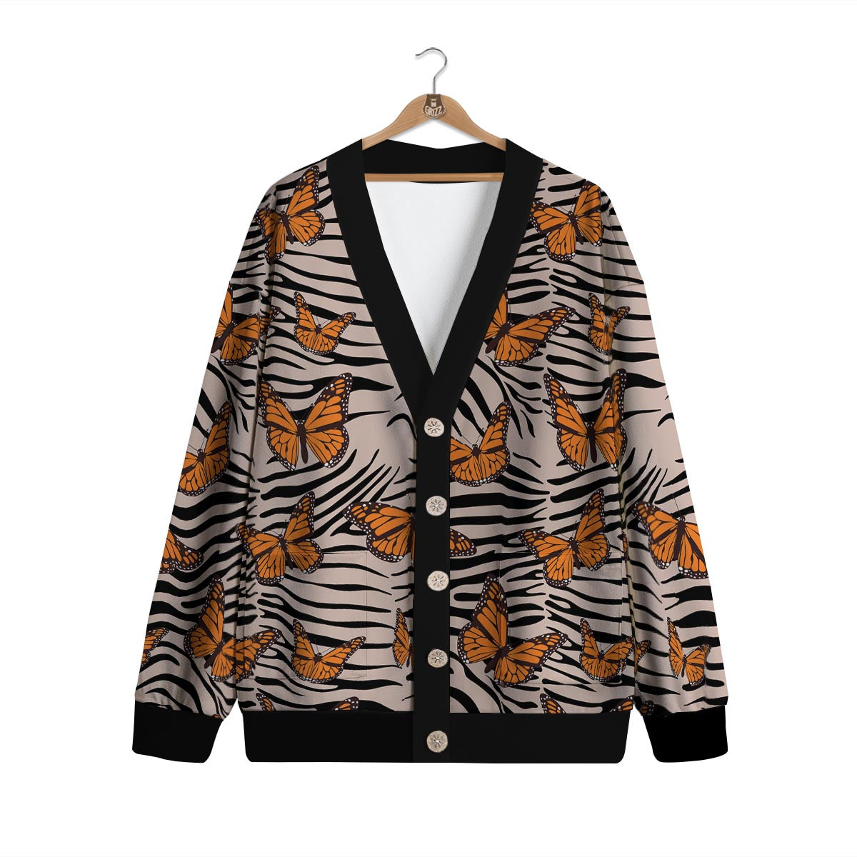Butterfly Tiger Monarch Print Pattern Cardigan-grizzshop
