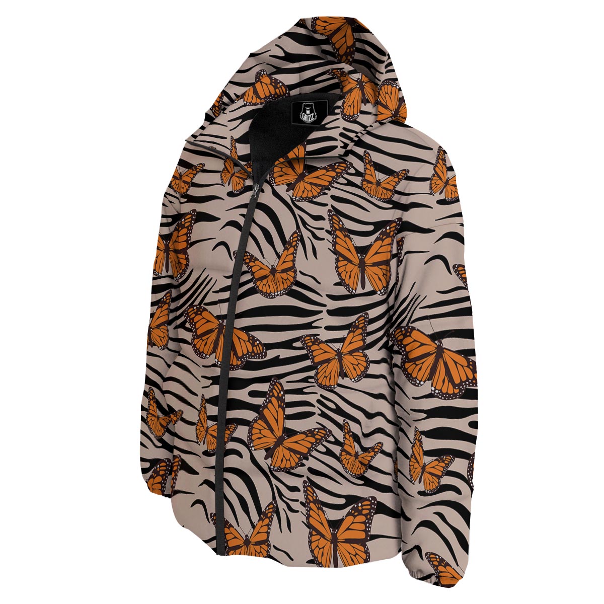 Butterfly Tiger Monarch Print Pattern Down Jacket-grizzshop