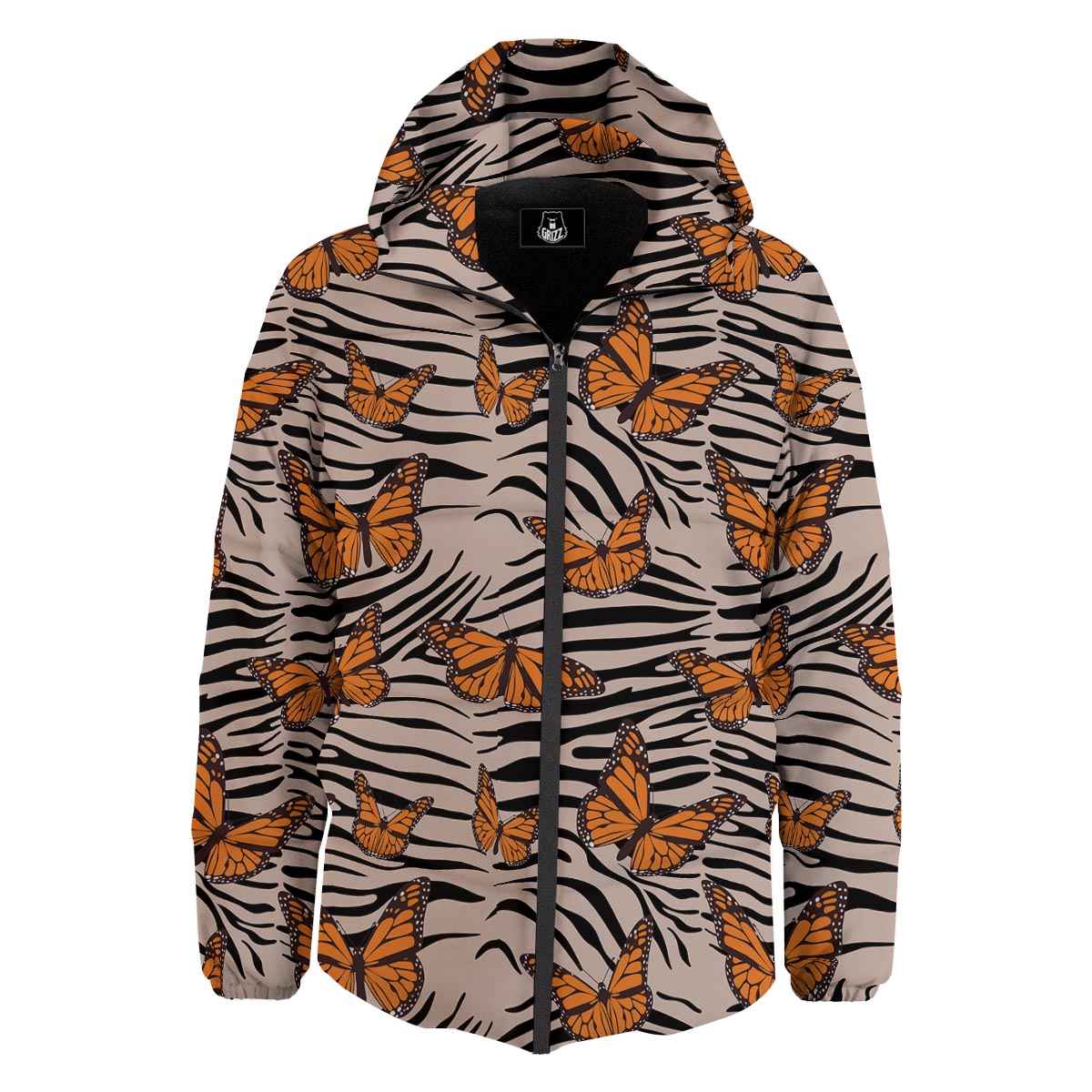 Butterfly Tiger Monarch Print Pattern Down Jacket-grizzshop