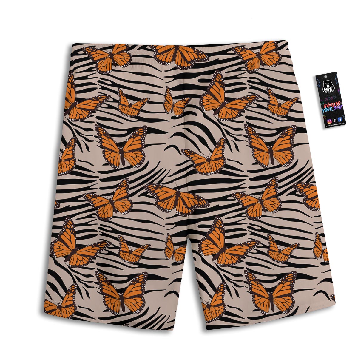Butterfly Tiger Monarch Print Pattern Men's Athletic Shorts